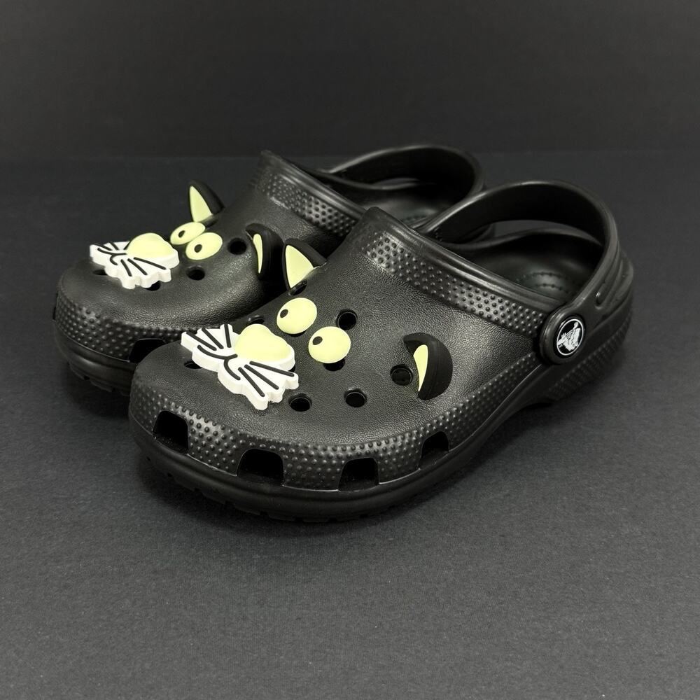Crocs Classic Glow Black Cat Clog Toddlers Size 13C Glow in Dark Kids New No Box